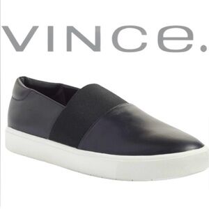 VINCE Corbin Black Leather Slip On Sneaker